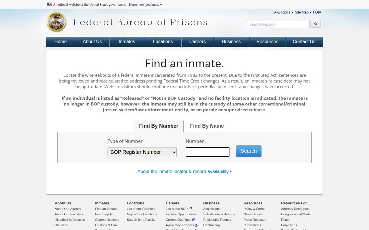 BOP federal inmate locator for Mineral County federal release checks