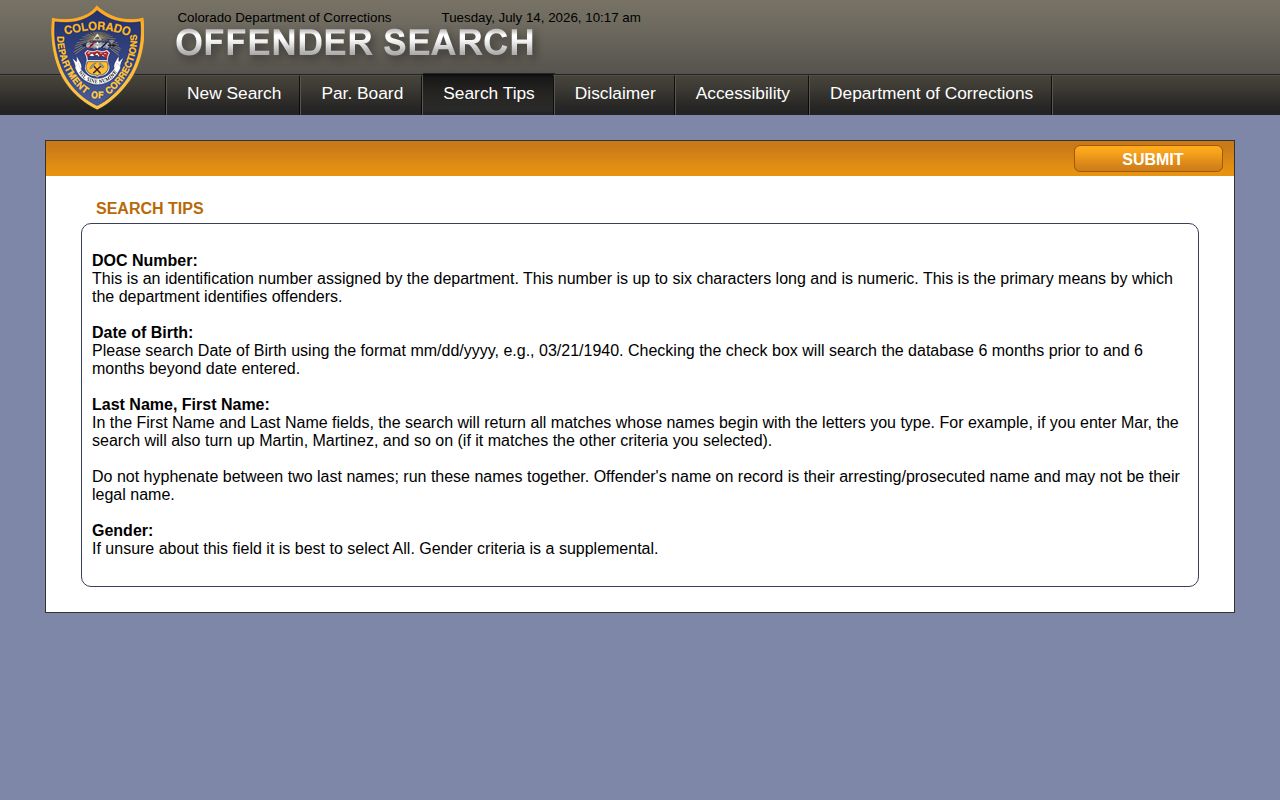 Mineral County projected release date CDOC search tips
