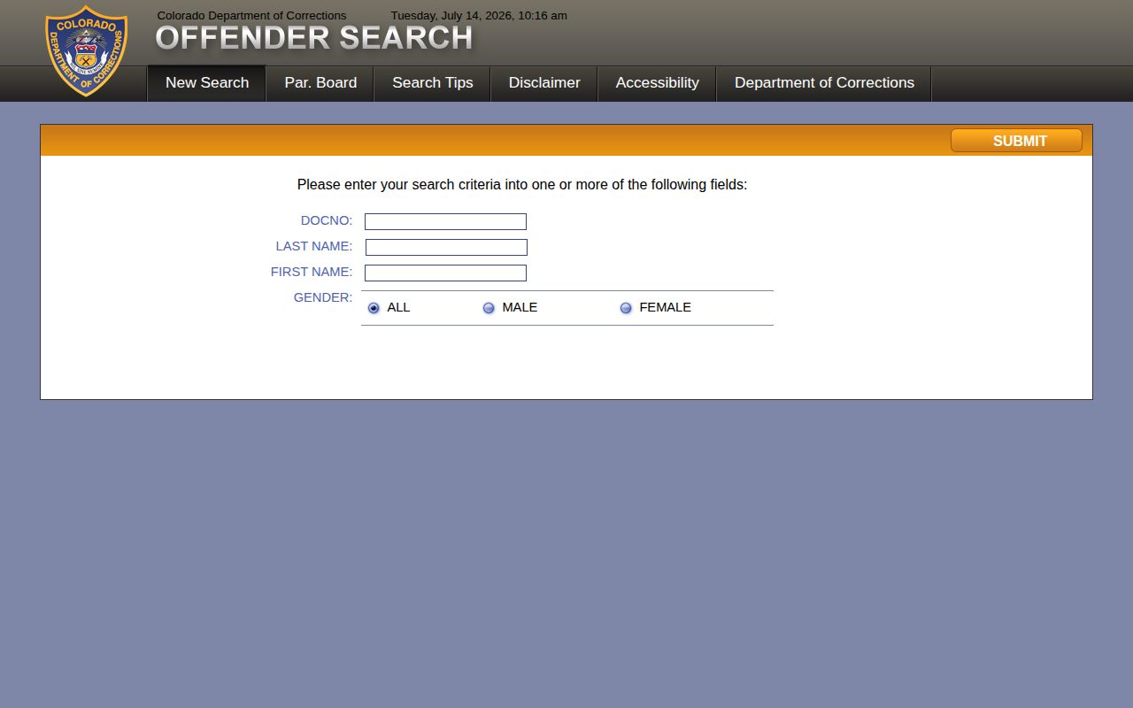 Mineral County released inmates CDOC offender search fields
