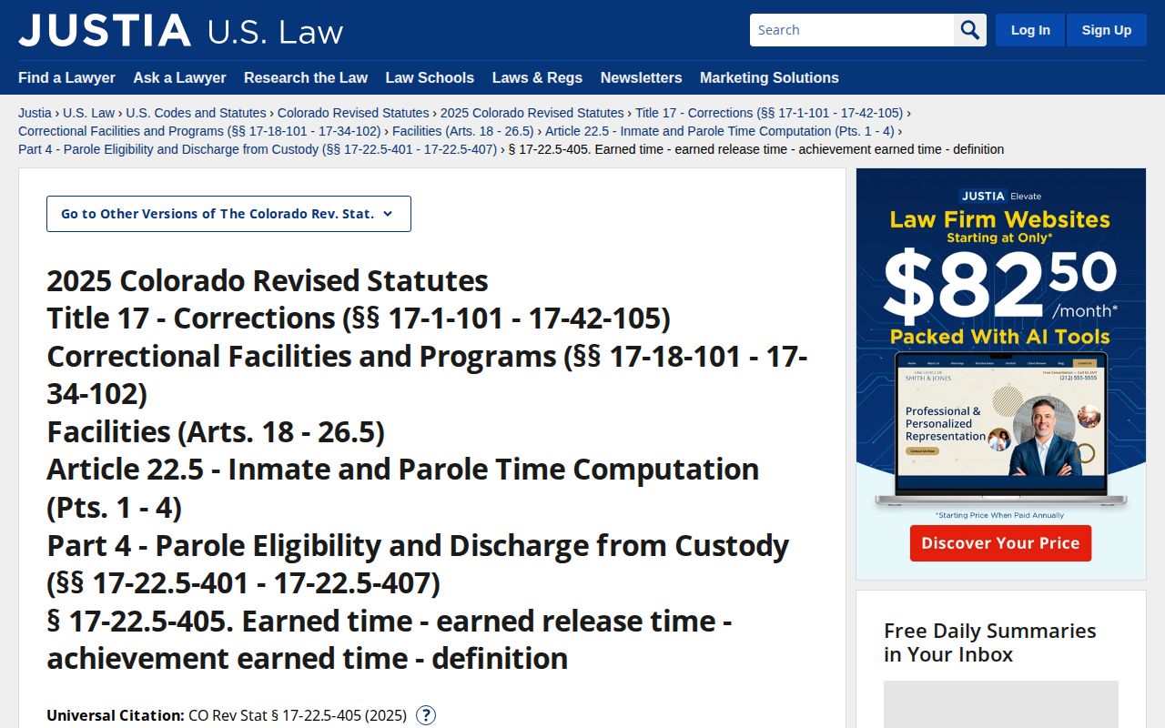 Mineral County projected release date earned time statute