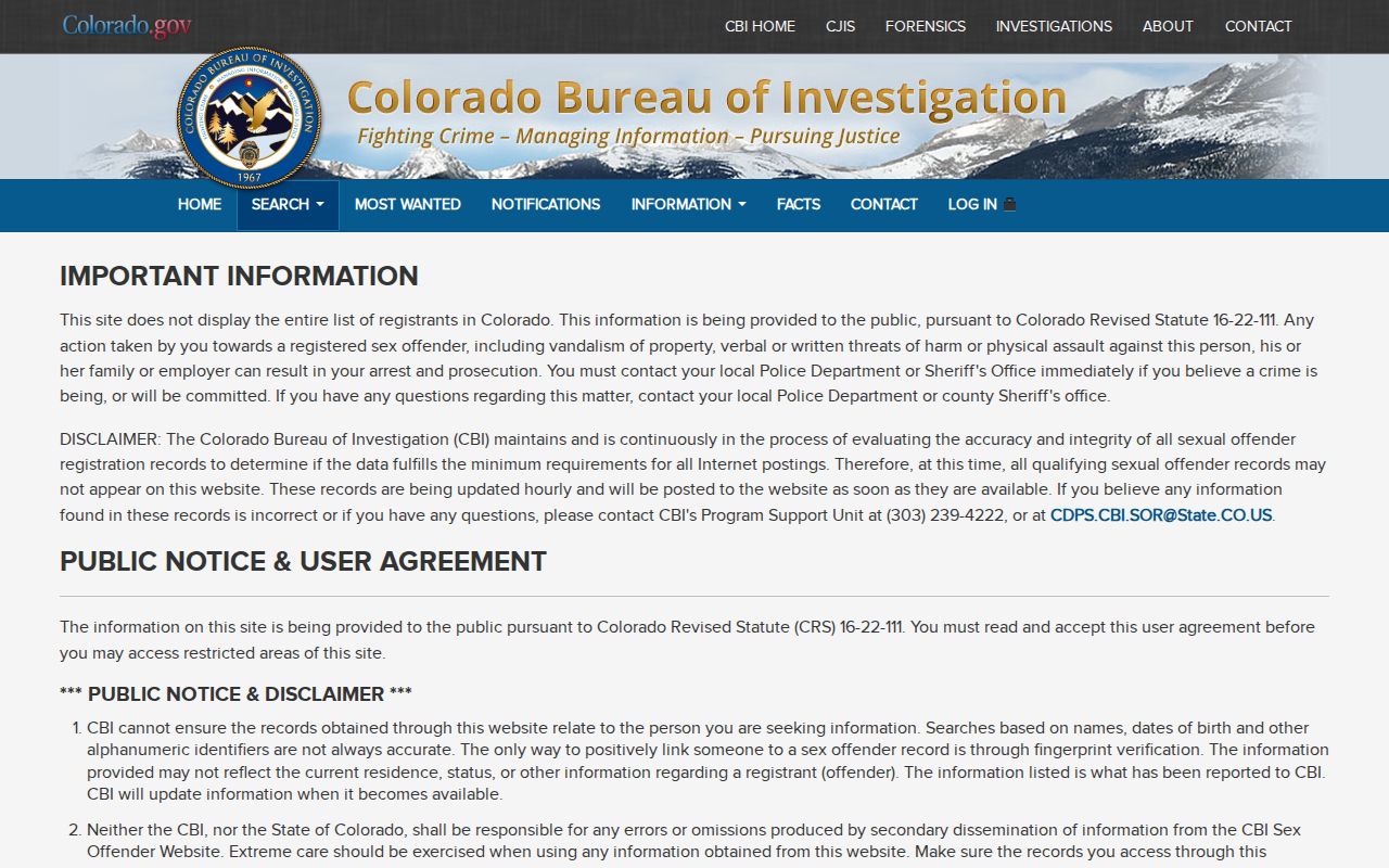CBI registry limits for Mineral County release mugshots