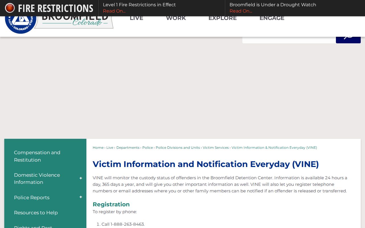 Mineral County VINELink release notification registration steps
