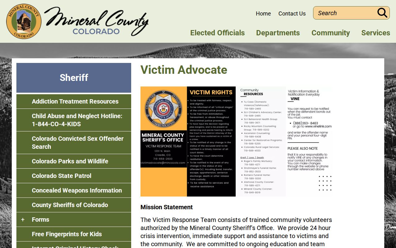Mineral County VINELink victim notification and release record routing